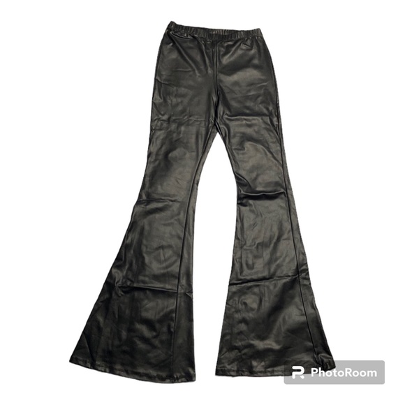 Black Pleather Bellbottoms - Picture 1 of 9